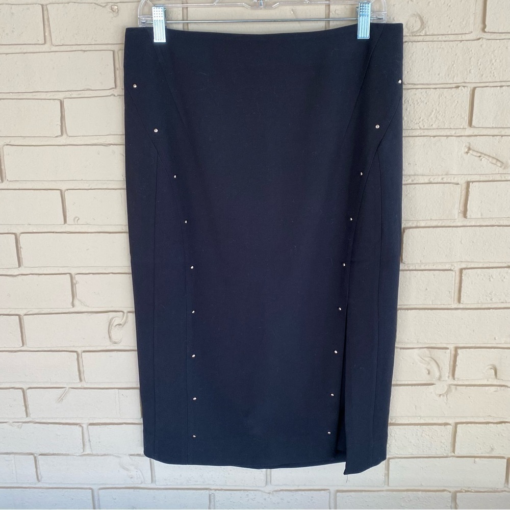 NEW WHBM Women's Longline Studded Pencil Skirt Black Stretch Size 10 NWT $98